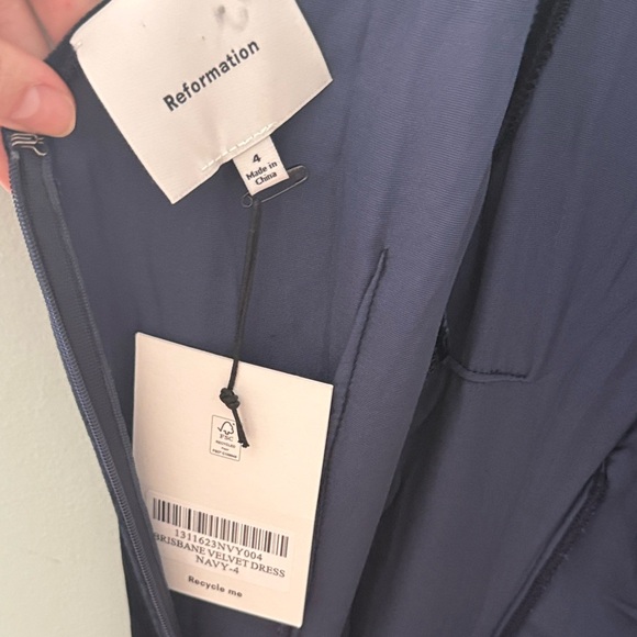 Reformation Brisbane Velvet Navy Mini Dress - Picture 5 of 11